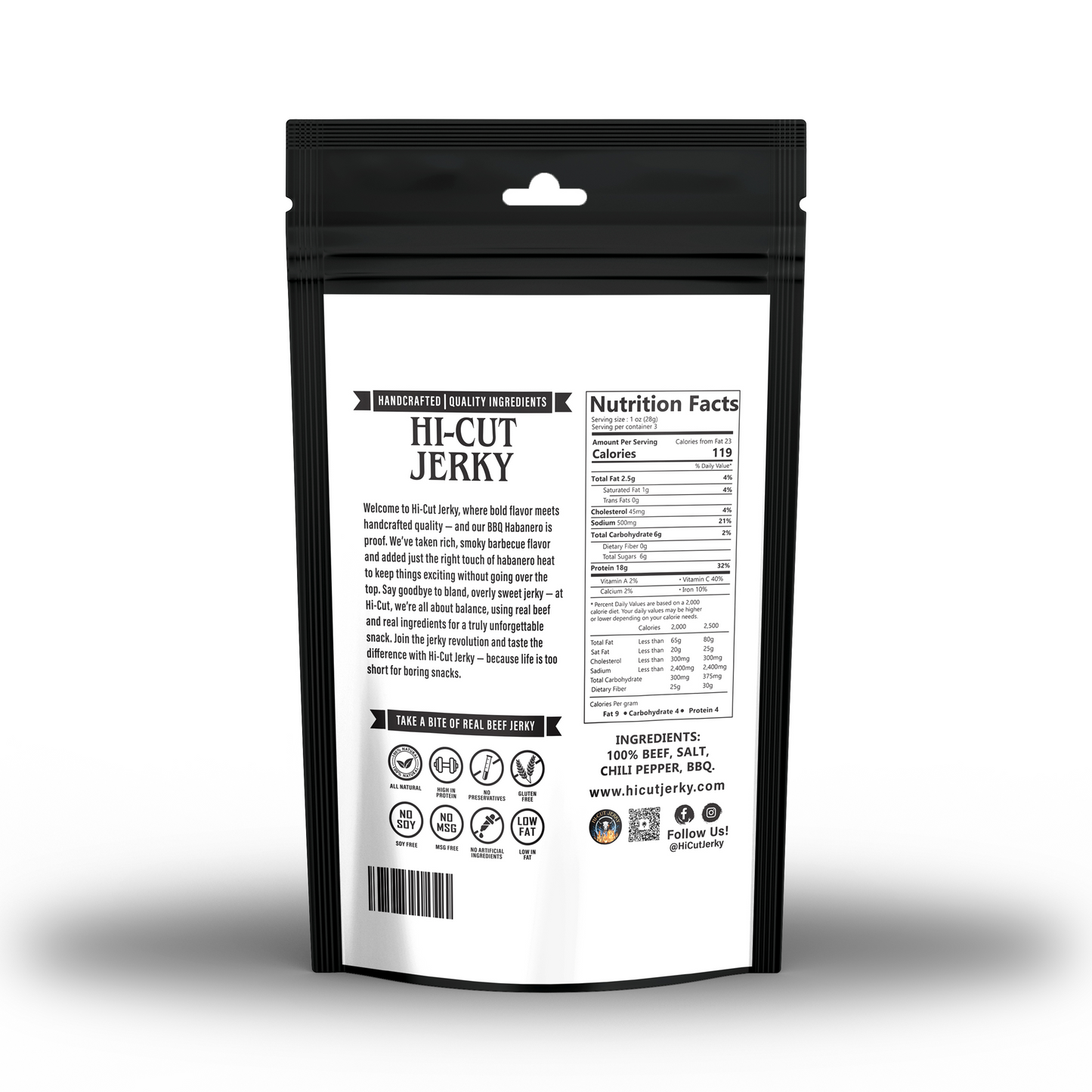 Hi-Cut BBQ Habanero Beef Jerky – 3 oz